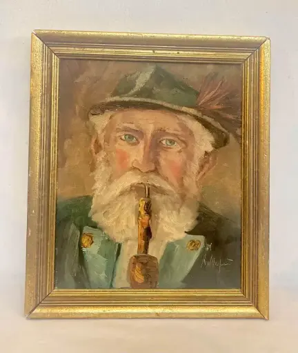 Antique original framed oil painting depicting an old man (signed)36x31cm