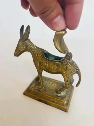 Antique 1800’s Original Handmade Rare Bronze Donkey Ink Well ! 10x10x5cm