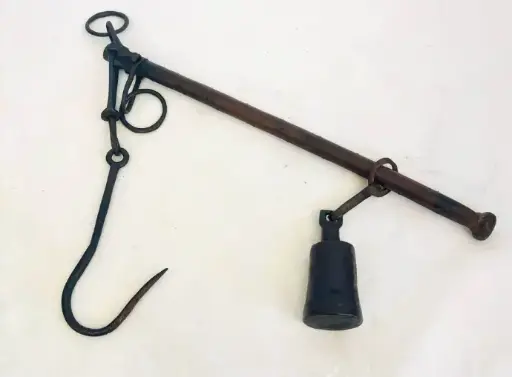 Antique 1800’s Very rare Wooden & Metal Balance Beam Scale. Museum Piece. 37x26cm