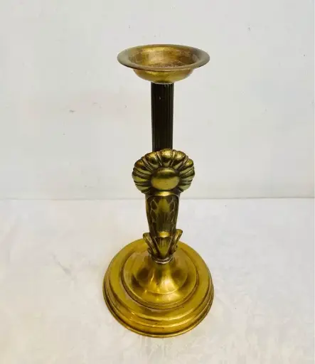 Antique art deco brass candle holder (cleaned) palia broutzino kiropigio! 28x14cm