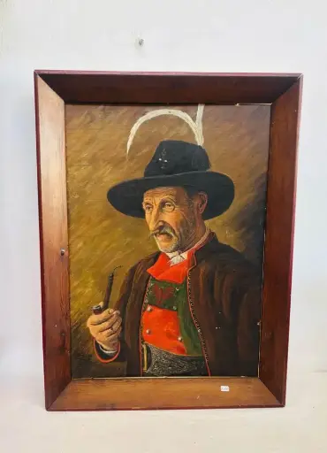 Antique 1800’s Original Large Framed Portrait Painting, Signed. 61x46x6cm
