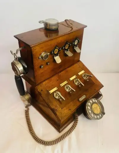 Antique original museum piece super rare 1928 large French wooden telephone! 34x31x25cm