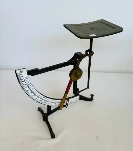 Antique 1920-40’s German Metal-Brass & Enameled Letter Pendulum Scale. Working. 32x29x10cm