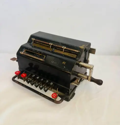 Antique 1929-40’s Brass & Cast Iron German Decorative Adding Machine / Calculator. 30x18x15cm