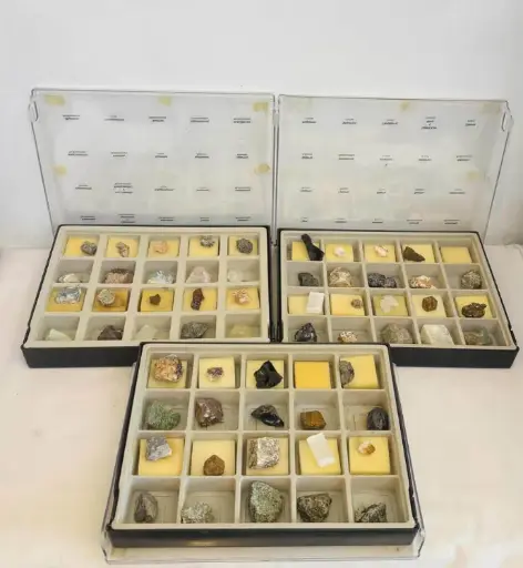 Large Collection of Gemstones and Minerals (x3 boxes) size of each box 30x23cm