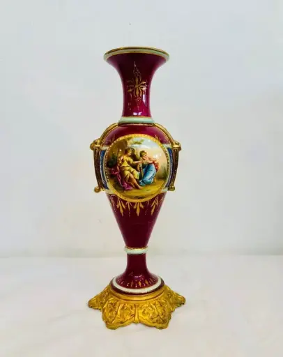 Antique Rare 1800’s Royal Vienna Hand Painted Porcelain Vase. 31x13cm