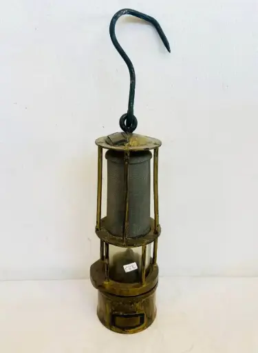 Antique Rare 1800’s German Acetylene/Carbide Miner Safety Lamp. 27cm Handle 42cm