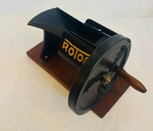 Antique 1800’s Rotor Cast Iron Tabak Cutter on Wooden Base. 29x18x19cm